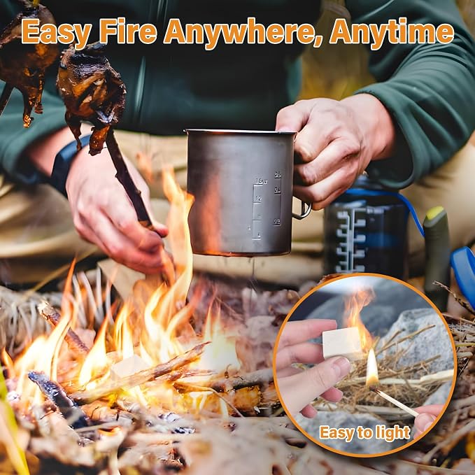 HGD White Fire Starters for Campfires, Waterproof, Charcoal Firestarter | Quick-Light Ignition 32 Cubes for Camping, BBQ, Fireplaces & Chimneys, Wind-Resistant, Long-Lasting, Safe for Family & Pets
