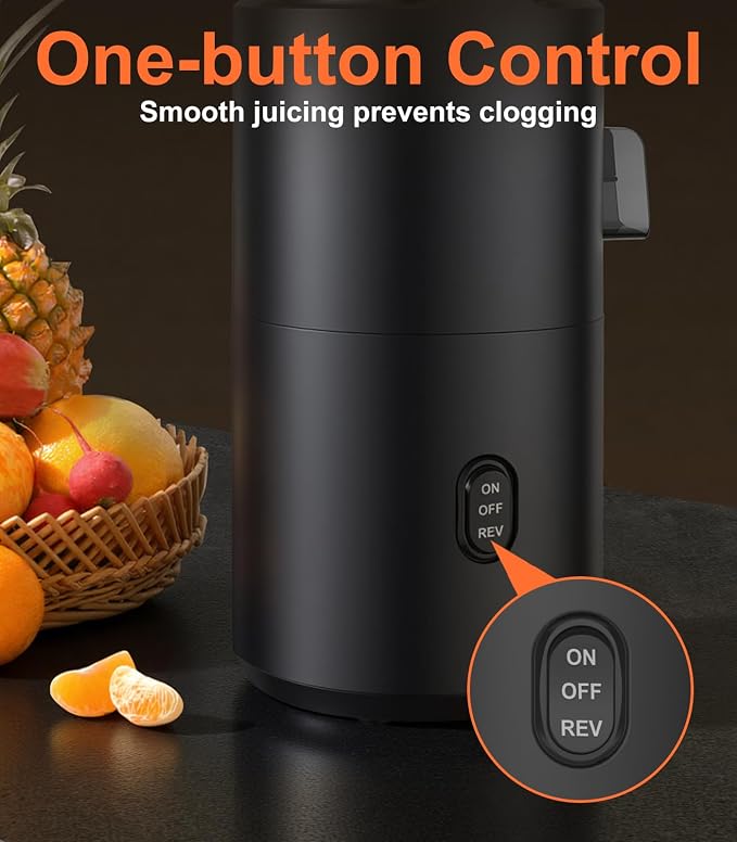 Juicer Machines, Cold Press Juicer with Double Press Technology, Large Feed Chute, 400W Motor, High Juice Yield, Easy to Clean, Masticating Juicer for Whole Vegetables & Fruits, Dark Black