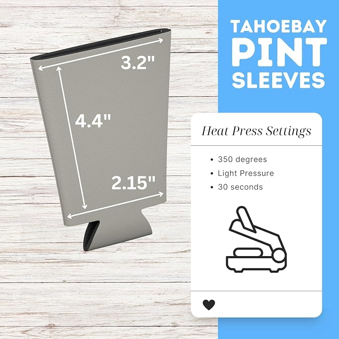 TahoeBay Blank Pint Glass Sleeves, Beer Coolers, 6-Pack, Silver | Insulating Foam Cooler, 16oz Collapsible Tapered Beverage Holder, Bar Cup Insulator for Transfer Vinyl, HTV, Sublimation, DTF