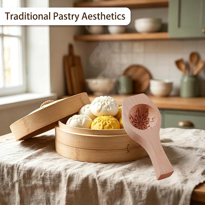 Wooden Bao Bun Maker | Handcrafted, Food-Grade Hardwood, Multi-Purpose, Ergonomic Handle, Non-Stick Surface