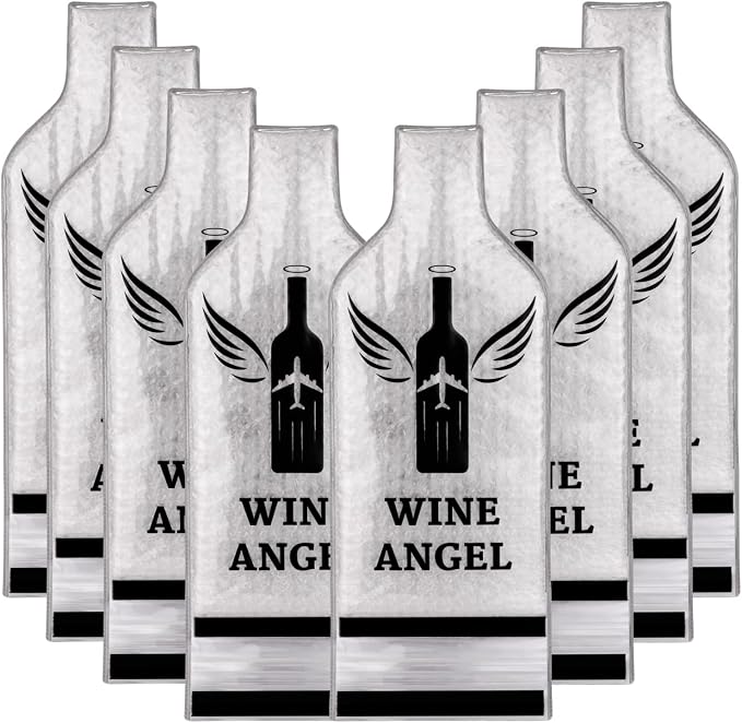 [UPGRADED PROTECTION] 8 Set (16 pcs) Reusable Wine Bags for Travel, Wine Travel Protector, Bottle Travel Sleeve Case For Airplane, Car, Cruise, TRIPLE Protection Luggage Leakproof Safety Impact Resist