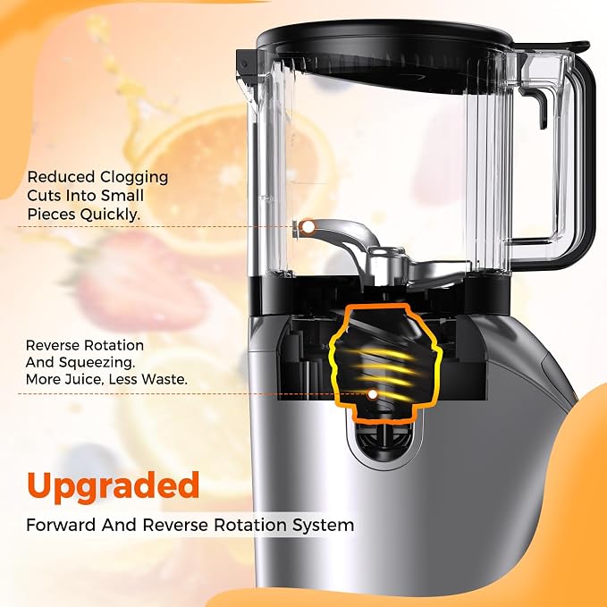 Juicer Machines with 6.5" Large Chute,3-in-1 Cold Press Juicer for Whole Vegetables Fruits 450W, Masticating juicer Easy to Clean Juice Extractor Machine for Making Nut Mike, (Premier Space Gray)