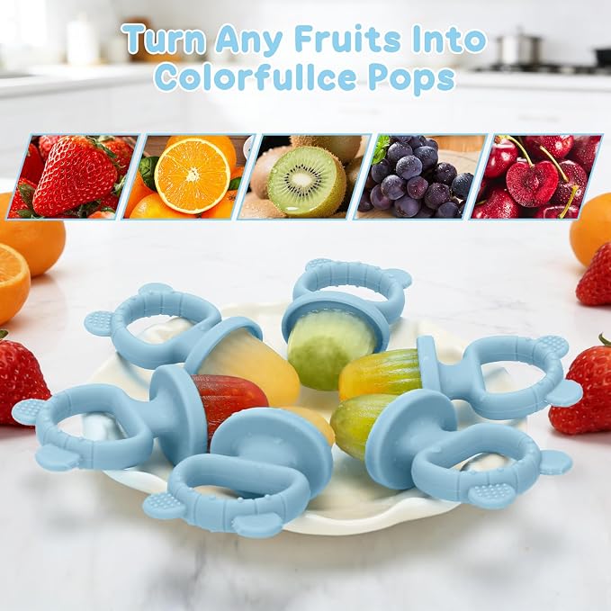 Silicone Baby Popsicle Molds with Sticks, Mini Popsicles Molds for Babies | Breastmilk Popsicle Molds for Teething Relief, Frozen Treats Maker Popsicle Maker Ice Pop Mold for Toddlers Kids(Blue)