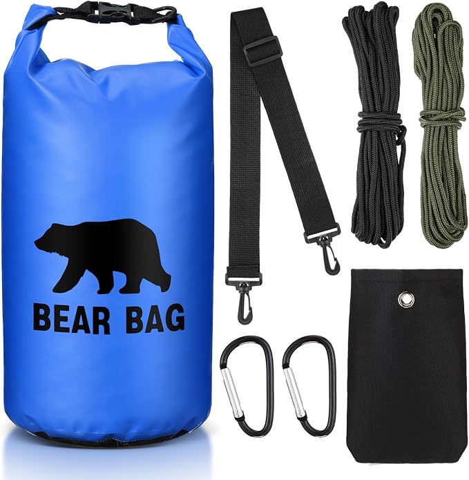Foilswirl 1 Set Bear Food Bag for Camping Ultralight Food Hanging System Includes Waterproof Bear Bag, Nylon Ropes, Hooks for Camping Backpacking