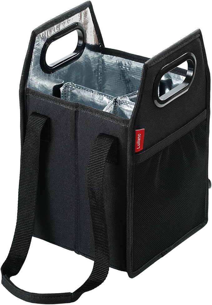 Collapsible 4 Bottle Storage Box Reusable Portable Wine Carrier Case for Tote Bag, Moving, Vacation, Bottle Caddy, Grocery Shopping, Wine Tasting Accessory