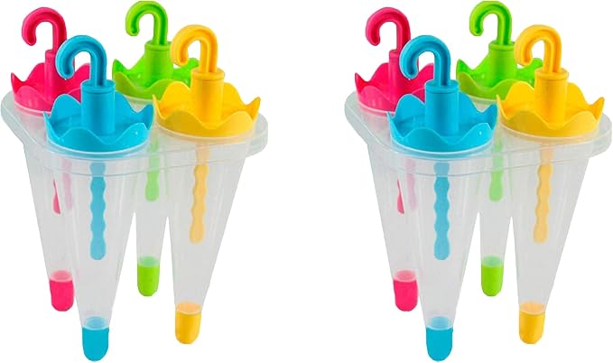 Set of 2 Umbrella Ice Pop Maker Mold Popsicle Dessert Ice Cream Frozen Pops Cake Treats (2 Popcicle Molds)