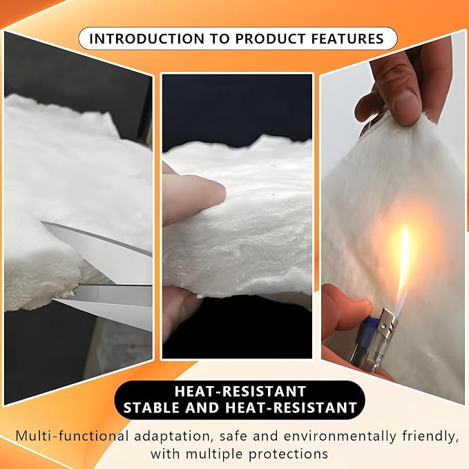 eieioo Ceramic Fiber Insulation, 2300F Ceramic Fiber Blanket, 24"x12"x0.5" Thick Fireproof Insulation Blanket for Wood Stove Baffle, Fireplace, Forges, Pizza Ovens, Chimney, Boiler(24"x12"x0.5")