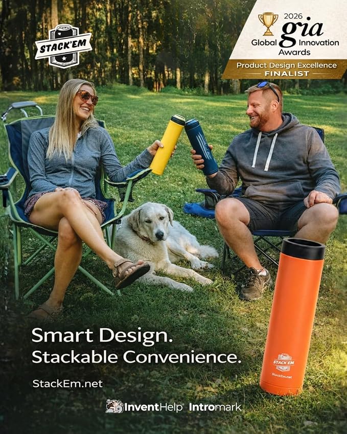 Stack'Em Patented Skinny Can Cooler Insulator - Holds Two 12 oz Slim Cans - Stainless Steel Stackable Thermocooler - Reusable Drink Holder for Beer, Seltzer, Soda, Energy Drinks (Purple)