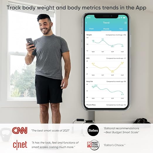 Wyze Smart Scale for Body Weight, Digital Bathroom Smart Scale for Body Fat, BMI, and Heart Rate, 13 Body Composition Analyzer with App, Bluetooth, 400 lb, Dark Blue