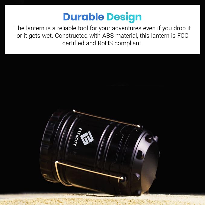 Etekcity LED Camping Lanterns, Battery Included, 4 Pack | Power Outages, Hurricane Preparedness, Camping Essentials, Emergency Kit, Water Resistant, Collapsible Design