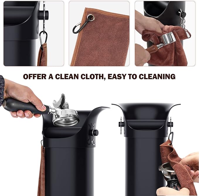 Knock Box for Espresso Grounds, Home and Commercial Use Knockbox with Removable Non-Slip Base & Barista Towel, Espresso Knock Box, Coffee Grind Collection Dump Bin, Extra Large