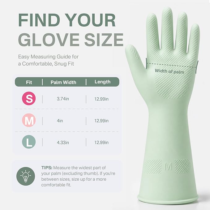 3 Pairs Dishwashing Gloves, Reusable Dish Gloves for Household Cleaning, Waterproof Rubber Dish Washing Glove