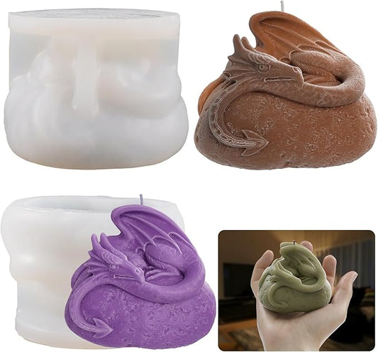 Flying Stone Dragon Animal Cylinder Candle & Resin Mold - Resin Casting Silicone Molds for Home Decor & Candle Making Wave Spiral Mold