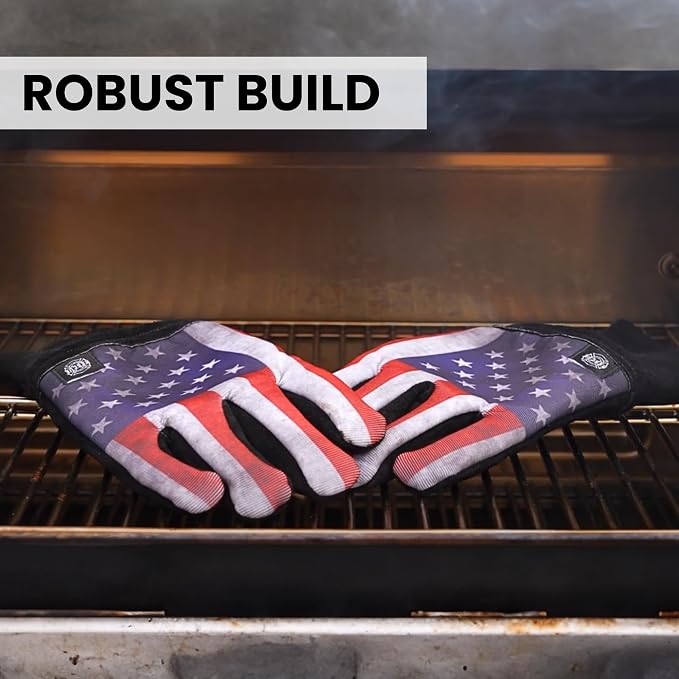 Grill Rescue Grilling Gloves 2.0 - Heat-Resistant Neoprene BBQ Gloves for Safe Grilling, Cooking, and Baking - Durable, One-Size-Fits-All - Version 2 (USA)