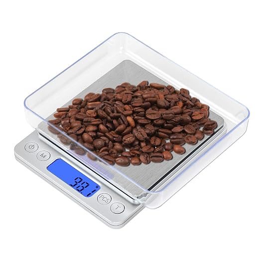 Digital Food Kitchen Scale, 3000g/0.1g High Accuracy Mini Pocket Scale Measures in Grams and oz for Cooking, Baking, Jewelry, Tare Function,2 Trays, LCD Display (Batteries Included)
