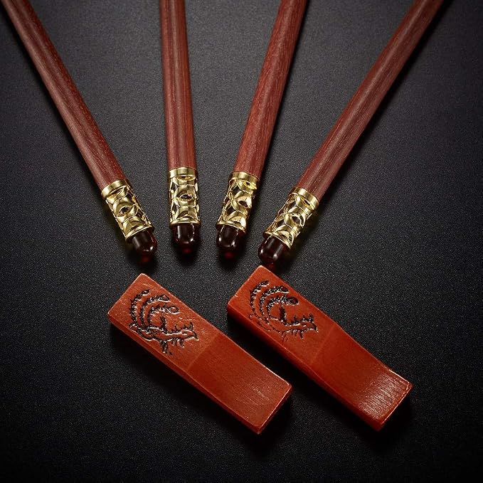Reusable Chopsticks-Chinese Natural Wooden Chopstick,With Holder and Carrying Bag Present Set