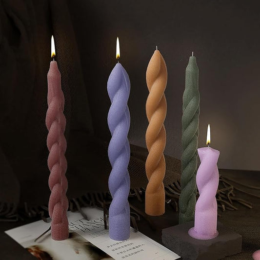 2 Pack Stick Candle Wave Pillar Candle & Resin Mold - Resin Casting Silicone Molds for Home Decor & Candle Making Wave Spiral Mold