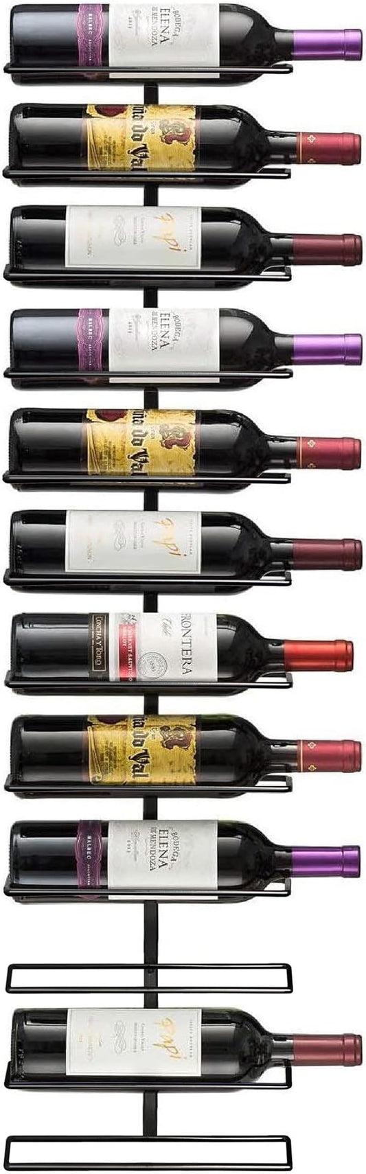 Sorbus Wall Mount Wine Rack – Holds 12 Bottles – Black Metal Wine Bottle Holder for Wall, Modern Wine Rack for Home Bar, Kitchen