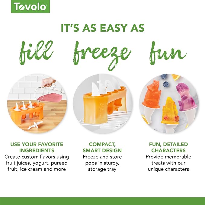 Tovolo, Freezer Pop Molds Dinos Set 4, 1 Count