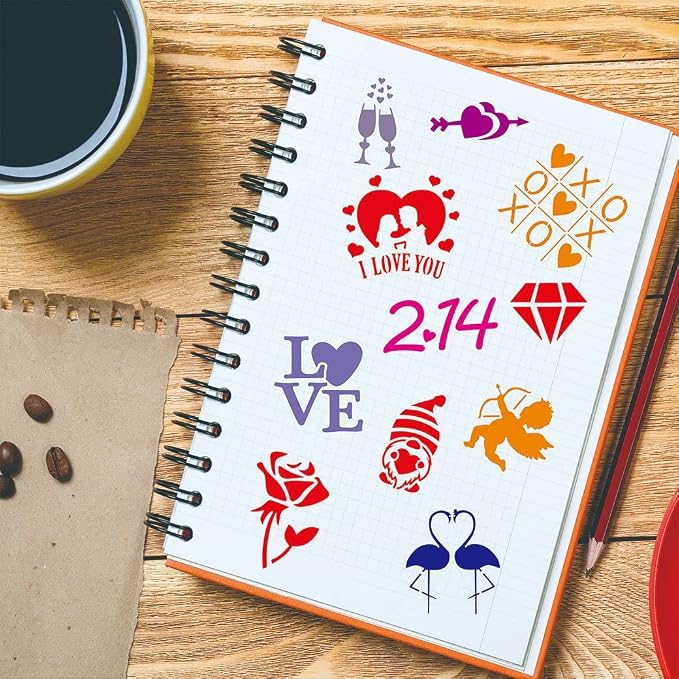 46 Coffee Stencils+2 Mesh Powder Shakers, Cake Baking Templates Coffee Decoration Stencils Coffee Art Template Coffee Mold Tool for Christmas Thanksgiving Cake Coffee Cappuccino