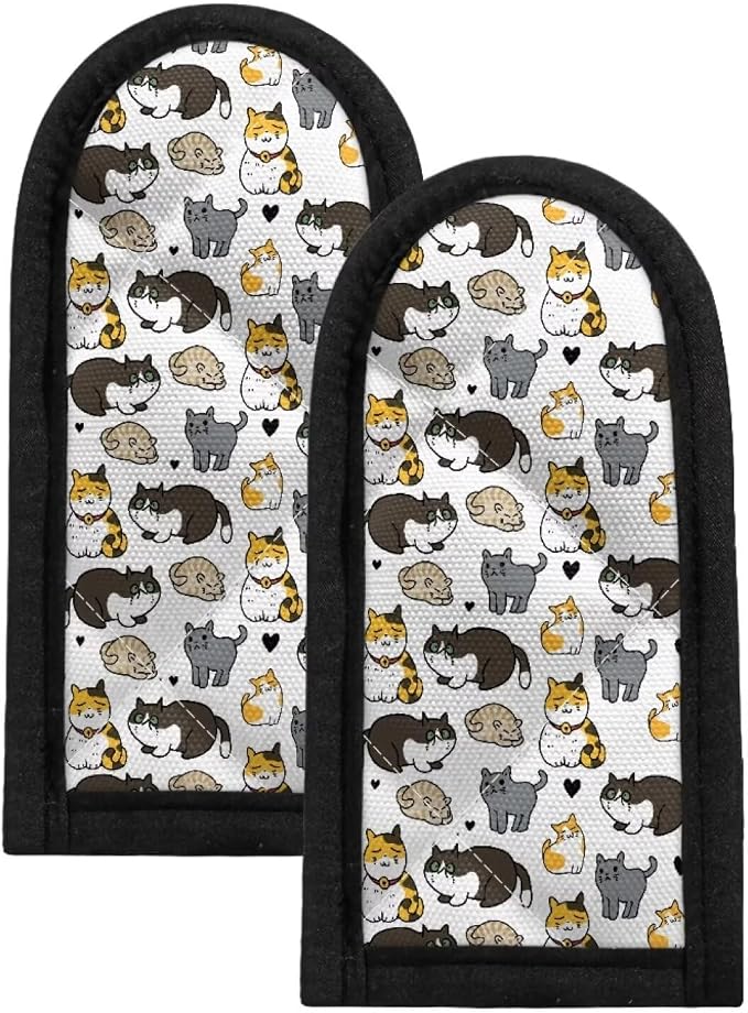 Coldinair Cast Iron Skillet Handle Covers Cute Cat Print Pan Pot Handle Covers for Women Men Heat Resistant Hot Handle Covers Sleeves for Kitchen, BBQ and Baking Cookware