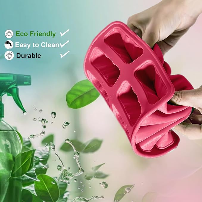 Silicone Popsicle Molds 10 Pcs Ice Pop Maker Molds with 10 Reusable Sticks, Cleaning Brush and Funnel - Homemade Easy-Release Reusable Popsicle Moulds Shapes (Red)