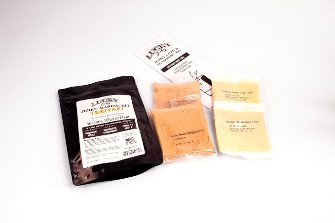 Lucky Jerky Teriyaki DIY Beef Jerky Seasoning and Cure Kit, 6 Oz | Make Your Own Teriyaki Beef Jerky at Home, Traditional Not Overly Sweet Flavor, Seasons 10 lbs of Meat