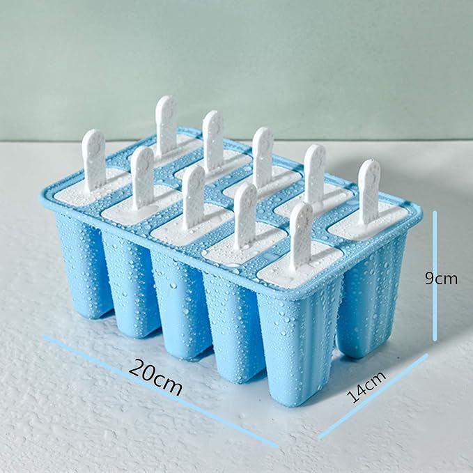 Popsicle Molds 10 Pieces Silicone Ice Pop Models Popsicle Models Reusable Easy Release Ice Pop Maker (10 Cavities-Blue)