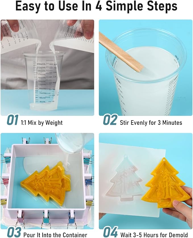 Nicpro 250oz Silicone Mold Making Kit, 15A Platinum Liquid Silicone Rubber, Flexible Silicone Molds Maker Mix Ratio 1:1 for Casting 3D Resins Candle Soap Molds DIY with Gloves, Sticks, Mixing Cups