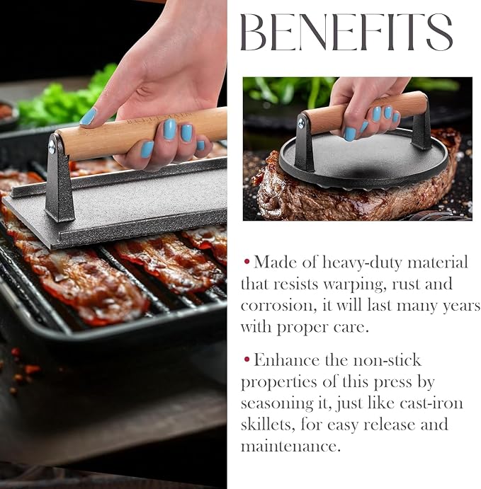Bellemain Smash Burger Press, Grill Press, Bacon Press- Set of 2