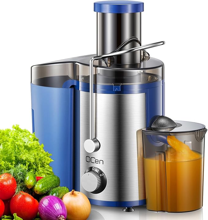 Juicer Machine 800W Centrifugal Juicer with Wide Mouth Feed Chute | For Fruits And Vegetables, Stainless Steel, BPA-Free Parts, Easy To Clean, Blue Finish, Fast Juice Extraction