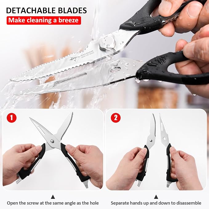 Kitchen Scissors All Purpose Kitchen Shears Come Apart Stainless Steel | Utility Scissors Comfort Grip,Heavy Duty Poultry Shears for Chicken,Meat,Fish,Dishwash Safe (NEW WITH MAGNETIC HOLDER)