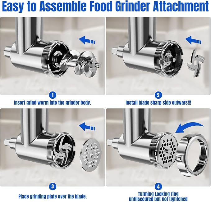 Stainless Steel Meat Grinder Attachments for KitcheAid Mixers | Meat Grinder, Sausage Stuffer, Perfect Grinder Attachment, Dishwasher Safe