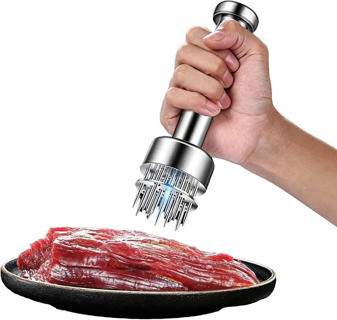Meat Tenderizer Tool | 21 Auto Rebound 304 Stainless Steel Meat Tenderizer, Dishwasher Safe for Steak Pork Chicken Salmon