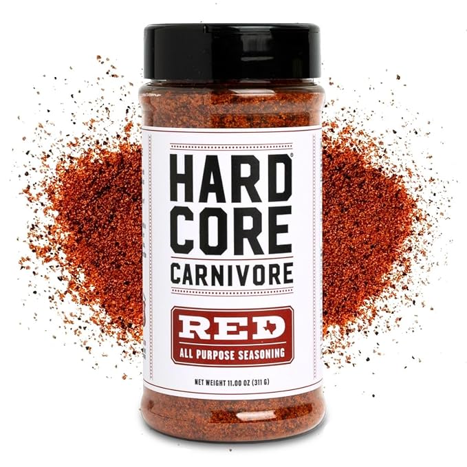 Hardcore Carnivore Red | All-Purpose Seasoning for Pork Chicken & Beef 11oz | Rich, Savory BBQ Flavor with Paprika, Garlic and Pepper. Great on Ribs and Burgers. MSG-Free & Gluten Free