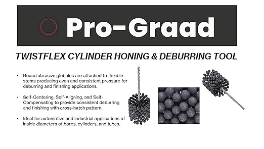 TwistFlex Heavy Duty Cylinder Hone, 4-1/2" 320SC Flexible Cylinder Honing & Deburring Tool, 4.5" Bore Brush for Hole Diameters 4.15"- 4.5", Silicon Carbide 320 Grit, 13.5" Length (1 Pack)