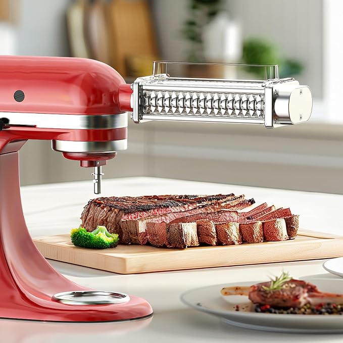 GVODE Meat Tenderizer Attachment for KitchenAid Stand Mixer, Easy Clean | Tenderize Beef, Pork and Mutton For Steak and Schnitzel Prep with Mixer-Hub Operation, Stainless Gears and Brush Cleanup