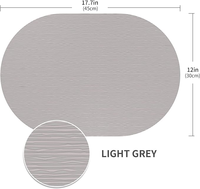 IYYI Silicone Placemats, Dining Placemats Set of 4, Waterproof Placemats for Kids, Heat Resistant Non-Slip Silicone Mats for Dinner Table, Dishwasher Safe (Dark Gray, 17.7" ×12")