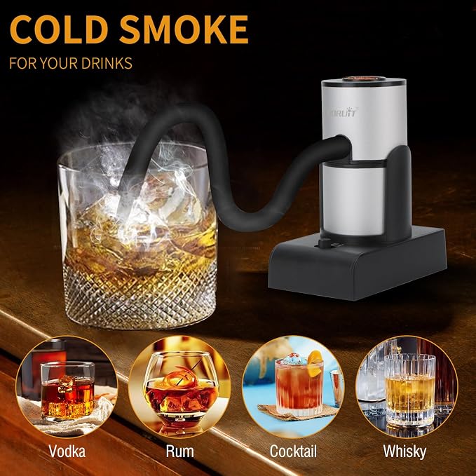 BORUiT SK305 Smoking Gun, Portable Handheld Smoke Infuser,Cocktail Smoker, Food Smoker Kit for Any Meat Cocktail Cheese BBQ Steak Beef, Sausage, Vegetable Salad,Drinks,Smoking Accessories (Silver)