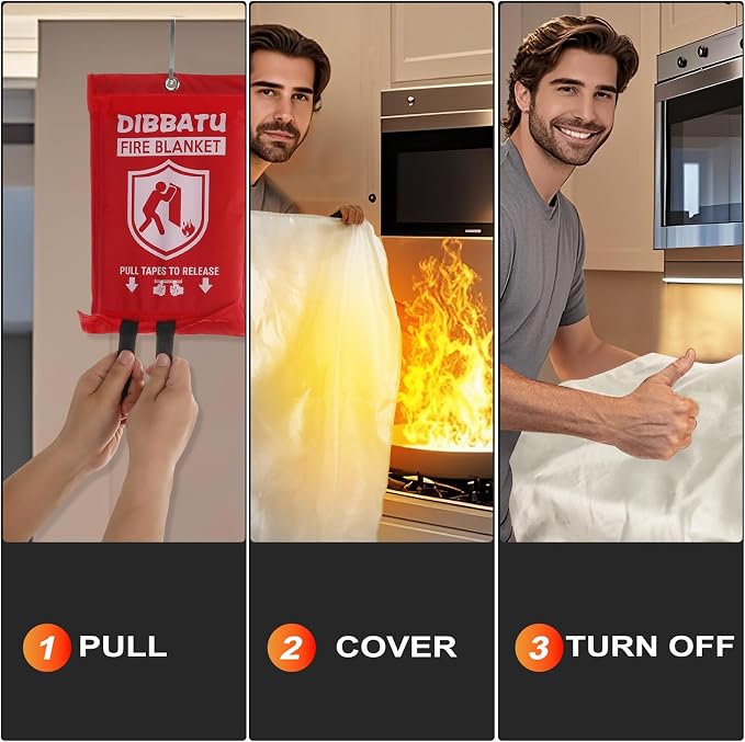 Fire Blanket for Home and Kitchen,Emergency for Small Fire,Reused,Easy Use | Emergency for House Fireplace Car Grill BBQ, Clean No Mess, Stand High Temperature Fibre, Never Expires, for Everyone,2 pcs