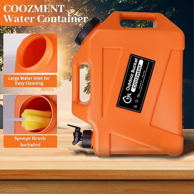 COOZMENT 3.2 Gallon/5 Gallon Water Containers with Spigot, BPA Free Water Jug, Military Green Water Tank, Multifunction Water Storage Containers for Camping Outdoor Hiking,Emergency Storage
