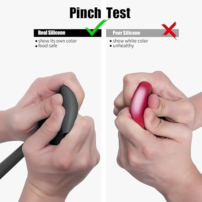 2-Piece Silicone Scraper & Spoon Spatulas: Doosu 600°F Heat Resistant Food Grade BPA Free Rubber Baking Flat Spatula Kitchen Cooking Spoonula for Mixing, Scraping, Folding, Stirring, Serving (Black)