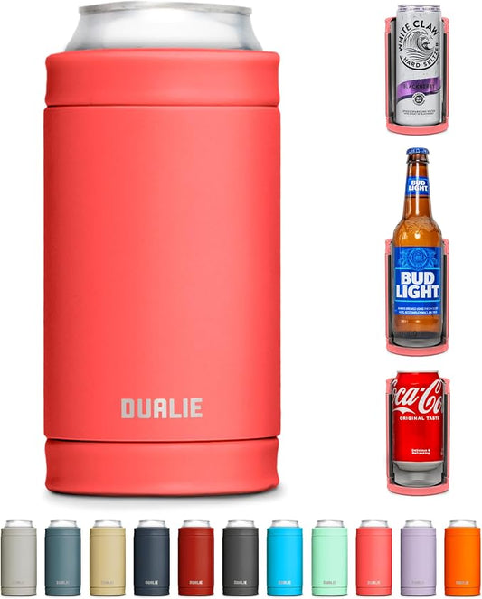 DUALIE 3 in 1 Insulated Can Cooler - 15+ Colors - Universal Size for 12 oz Cans, Slim Cans, and Bottles