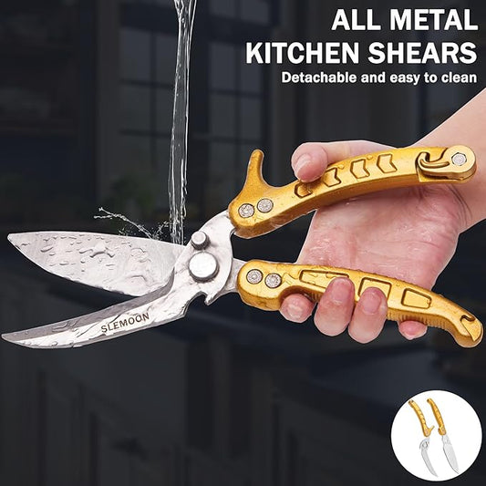Kitchen Shears Heavy Duty Poultry Shears Meat Cutting Dishwasher Safe and Stainless Food Kitchen Scissors for Chicken Turkey Thanksgiving,Gold