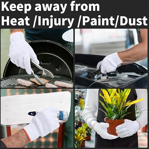 12 Pairs Grill Gloves Field Dressing Gloves for BBQ, Grilling, Oven, Heat Resistant, Mechanics, Welding, Gardening Safty Work Gloves Bulk, Large, Men Women