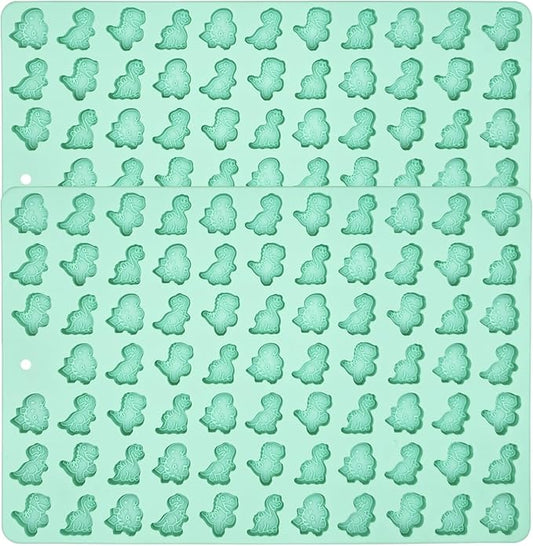 2 PCS Mini Dinosaurs Candy Molds, Silicone Mold for Chocolate, Fondant, Candy, Biscuits, Cookie, Jelly and Dog Training Commands Concept, Total 152 Cavities (Dinosaurs)