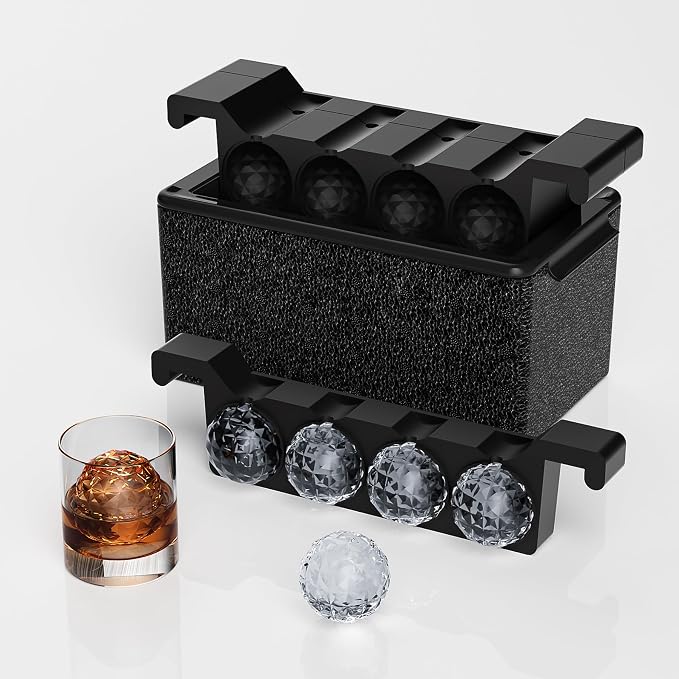 Bangp Clear Ice Ball Maker Mold,8 Crystal-clear 2" Ice Balls | Clear Ice Cube Maker for Whiskey,Cocktails and Drinks,Non-BPA,Fun Shapes Silicone Ice Ball Mold,Gifts for Men