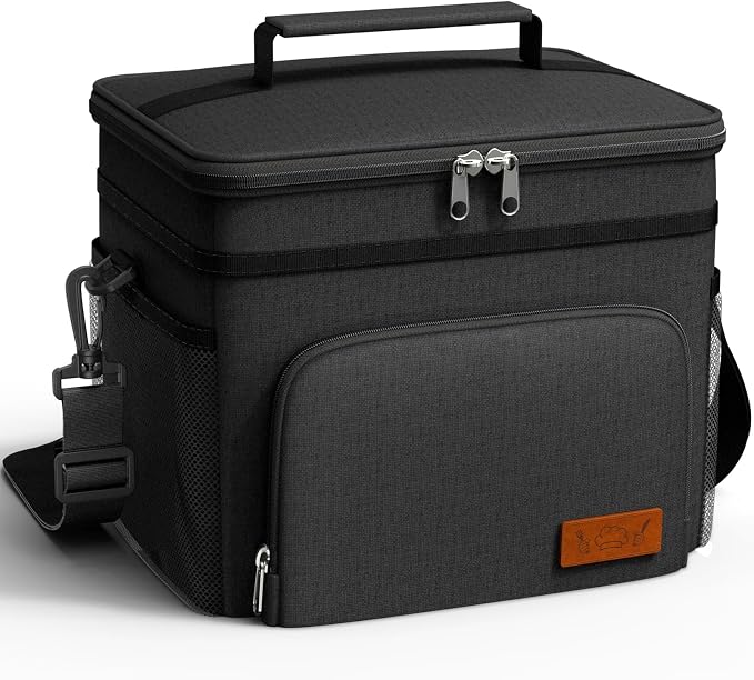 HOTOR Insulated Lunch Box Men Women Leak-Proof Cooler Lunch Bag 15L | 4 Pockets, Adjustable Strap, Ideal for Work, Picnic, Travel, Camping, Gift