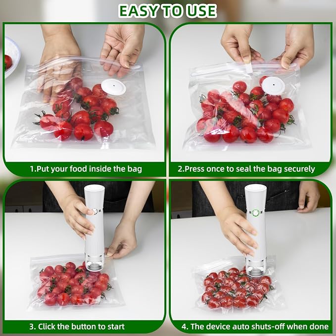 30-Piece Pack of Vacuum Sealer Bags with Air Valves (Food Grade) Reusable Vacuum Sealer Bags for Food (10 Large + 10 Medium + 10 Small) BPA-Free–Odor-Resistant