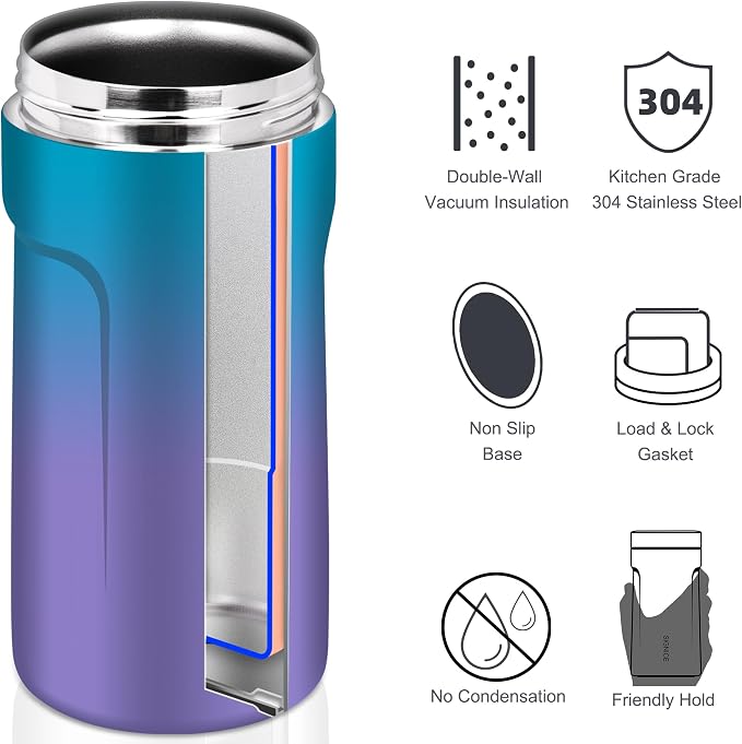 Universal Can Cooler - Signice 3 in 1 Insulated 12 oz Beer Can Insulator Stainless Steel Metal Holder for 12oz Slim Skinny Tall Standard Cans Bottle Hard Seltzer Soda Energy Drinks (Ocean Dream)